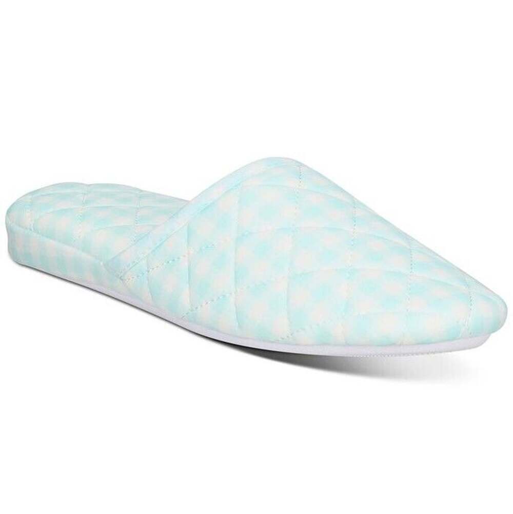 Charter Club Women Mint Quilted Plaid Gingham Indoor Clog Slipper Size L / 9-10